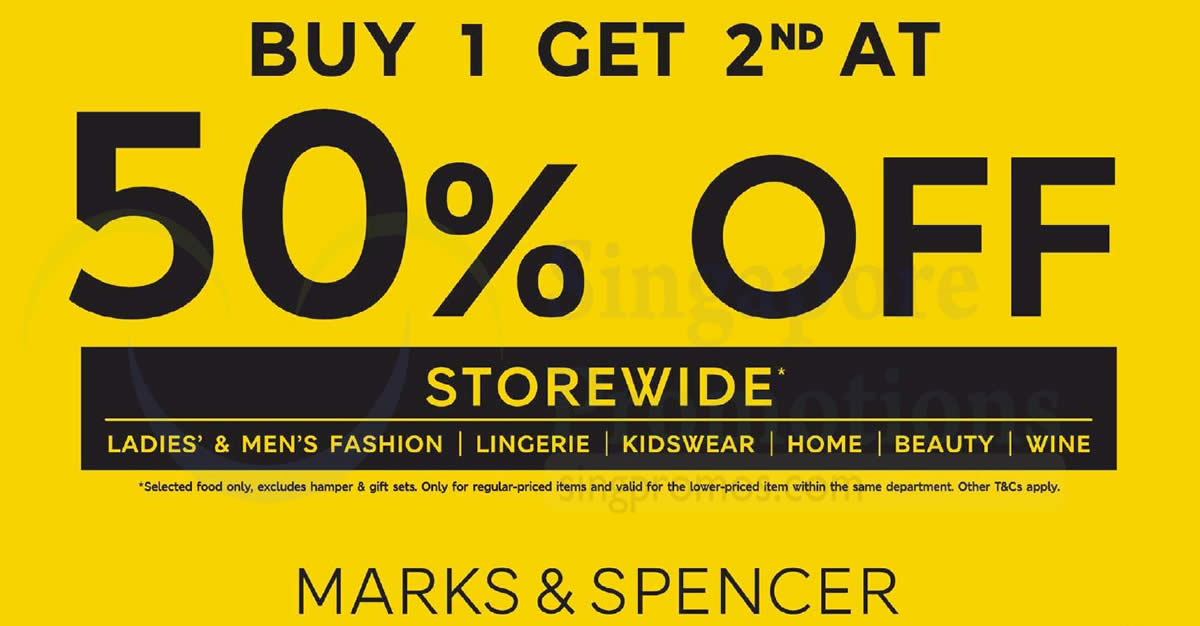 Featured image for Marks and Spencer: 50% off 2nd item from Ladies and Men's fashion, Lingerie, Kidswear, Home & more till 25 Nov 2018
