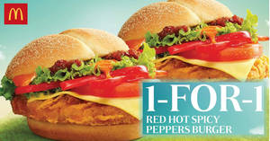 Featured image for (EXPIRED) McDonald’s: Enjoy 1-for-1 Red Hot Spicy Peppers Burger from 11 – 18 Nov 2018