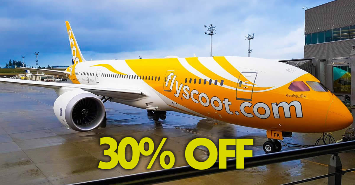 Featured image for Scoot to offer 30% off selected Economy fares to over 50 destinations on 6 Nov 2018