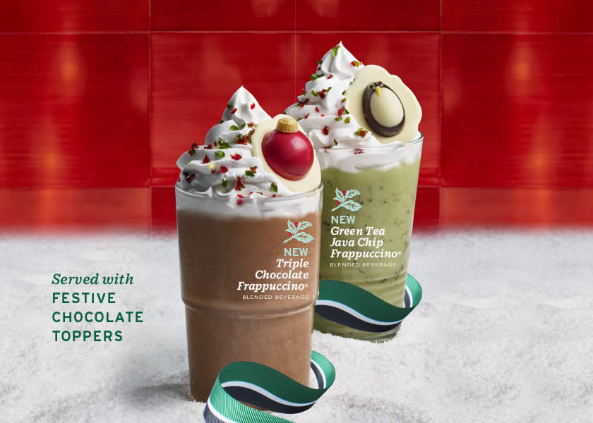 Starbucks New Triple Chocolate Frappuccino and Green Tea Java