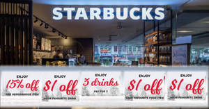 Featured image for (EXPIRED) Starbucks: Flash these coupons to enjoy Buy-2-Get-1-Free, $1 off drink and more till 25 Nov 2018