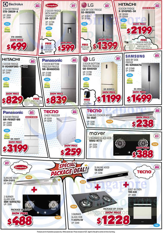 Fridges, Electrolux, LG, Hitachi, Tecno