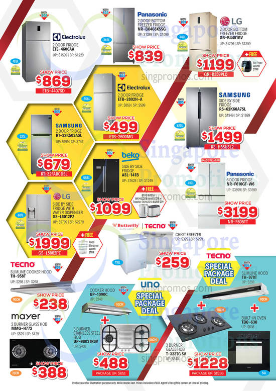 Fridges, Panasonic, LG, Electrolux, Beko, Tecno, Mayer