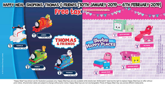 EXPIRED McDonald s Get a free Shopkins or Thomas Friends toy with every Happy Meal until 6 February 2019