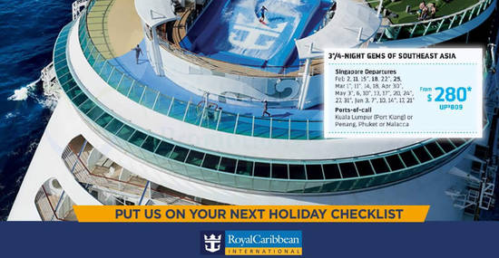 Royal Caribbean is offering cruises fr $280 (U.P. $809) from 29 Jan 2019 - 1
