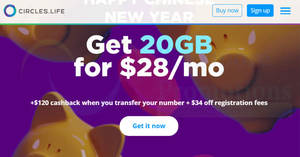 Featured image for (EXPIRED) Circles.Life: Get 20GB for $28 and get $120 cashback if you transfer your number (New Users)! Ends 18 Feb 2019