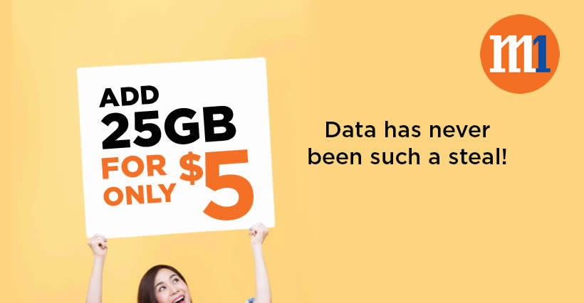 Featured image for M1 launches $5 for 25GB mobile data add-on from 23 Feb 2019