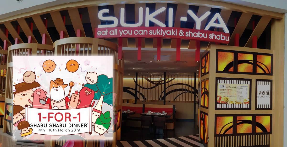 Featured image for SUKI-YA to offer 1-for-1 Shabu Shabu dinner at Plaza Singapura outlet from 4 - 10 Mar 2019