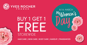 Featured image for Yves Rocher: Buy-1-Get-1-Free sale at all Yves Rocher stores from 8 – 14 March 2019