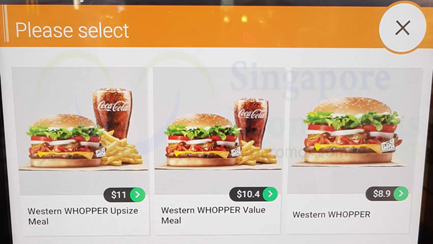 Burger King’s dine-in/takeaway menu prices as of 5 March 2019