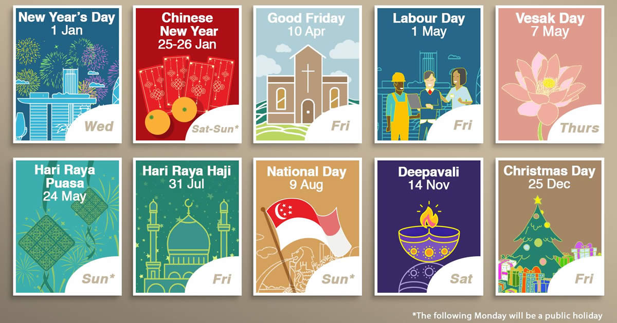 Singapore 2020 Public Holidays – Seven long weekends! Updated as of 18 Dec 2019