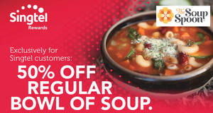Featured image for The Soup Spoon: Singtel customers enjoy 50% OFF regular-sized bowl of soup till 17 April 2019
