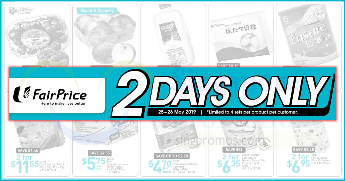 Featured image for Fairprice: 2-days offers - Yeo's, Frozen Hokkaido Scallop, POST cereals & more! Ends 26 May 2019