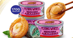 Featured image for Buy-2-Get-1-Free Flying Wheel Premium Braised Abalone 4/6pcs 170g cans from 18 July 2019