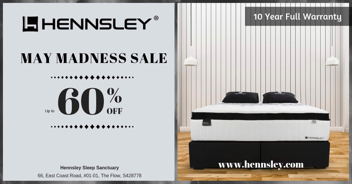 Featured image for Hennsley May Madness Sale - Up to 60% Savings! (Mattress + Bedframe Packages) (1 - 31 May 2019)