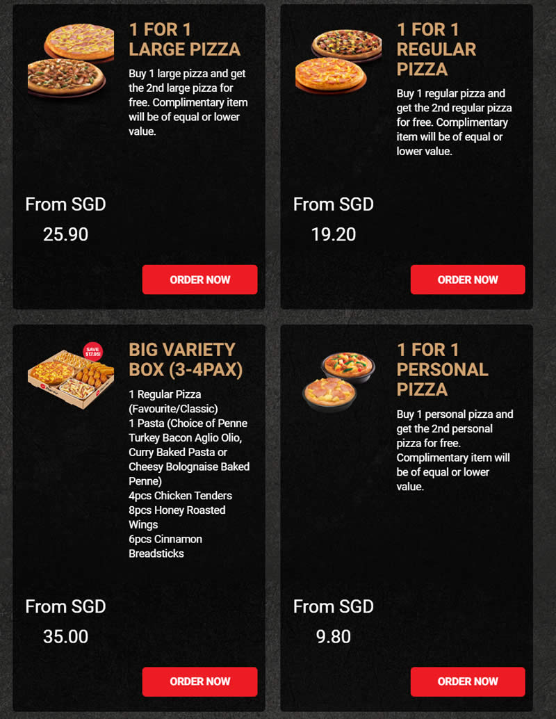 Pizza Hut Enjoy 1 For 1 Pizzas Via Delivery Self Collect Orders For A Limited Time Mon Thu