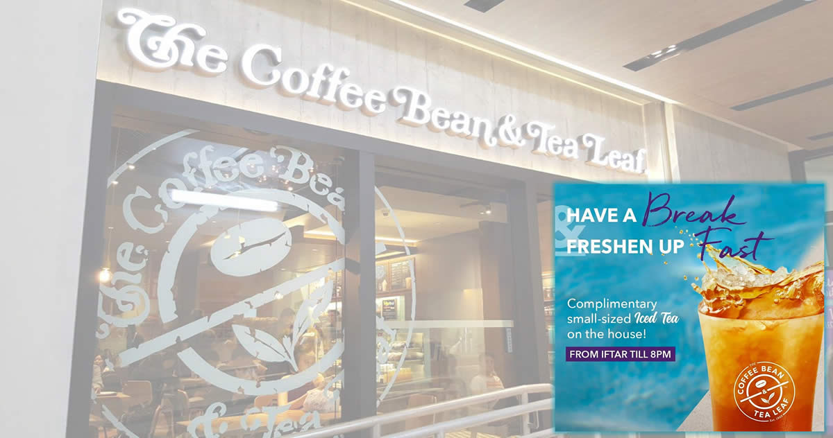 Featured image for The Coffee Bean & Tea Leaf is giving away free Iced Tea at almost all stores till 16 May 2019
