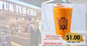 Featured image for $1 Thai Milk Tea at all Tuk Tuk Cha outlets on 6 June 2019