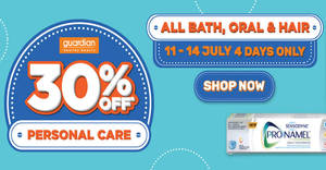 Featured image for (EXPIRED) Guardian is offering 30% off ALL personal care (hair, oral, bath) products till 14 July 2019