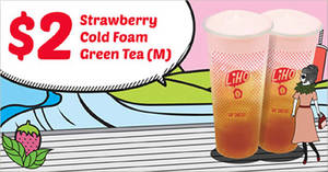 Featured image for (EXPIRED) Enjoy a cup of LiHO TEA Strawberry Cold Foam Green Tea (M) for only $2 at all outlets till 31 July 2019