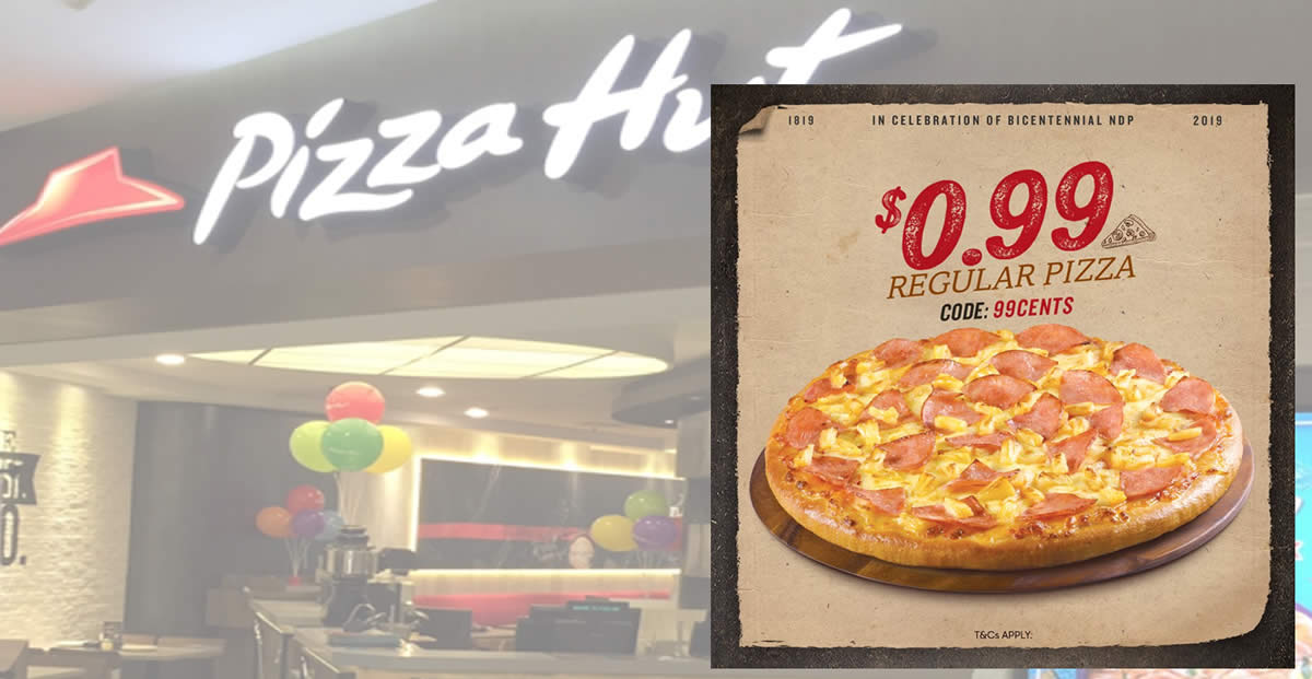 Featured image for Pizza Hut is offering 99¢ regular pizzas for delivery orders till 25 August 2019