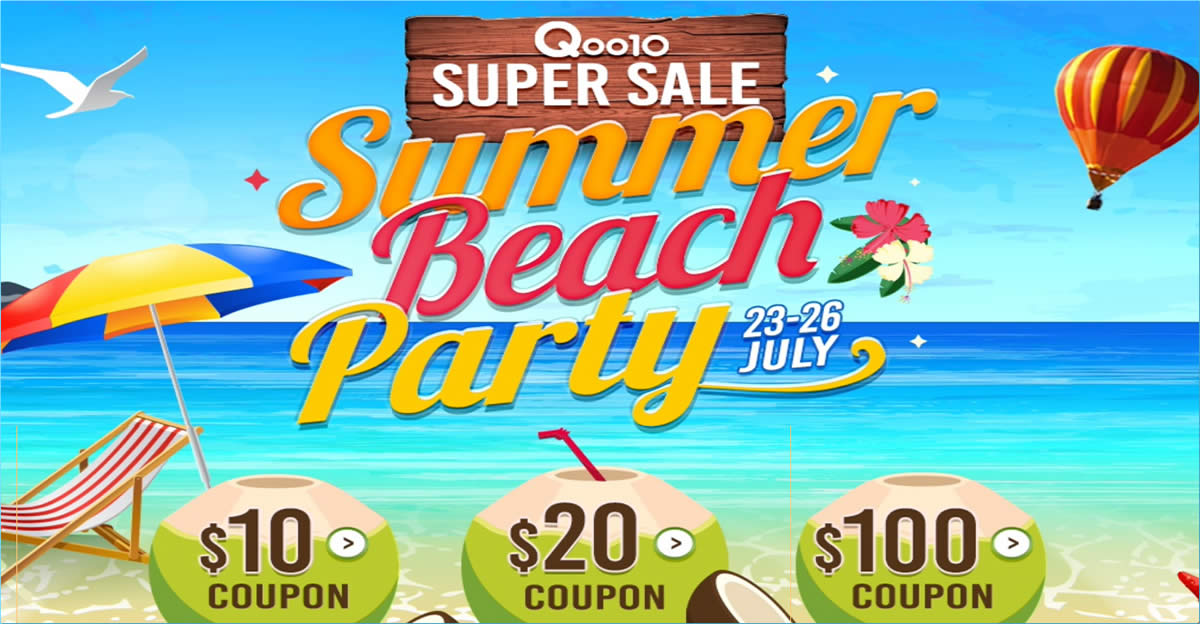 Featured image for Qoo10's Super Sale is back - grab $10, $20 & $100 cart coupons till 26 July 2019