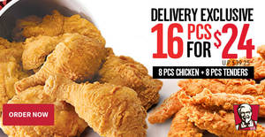 Featured image for (EXPIRED) KFC is offering 16pcs Bucket for $24 when you order via delivery from 13 August 2019