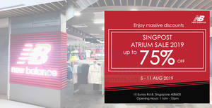 Featured image for New Balance up to 75% off atrium sale at SingPost Centre from 5th August to 11th August 2019