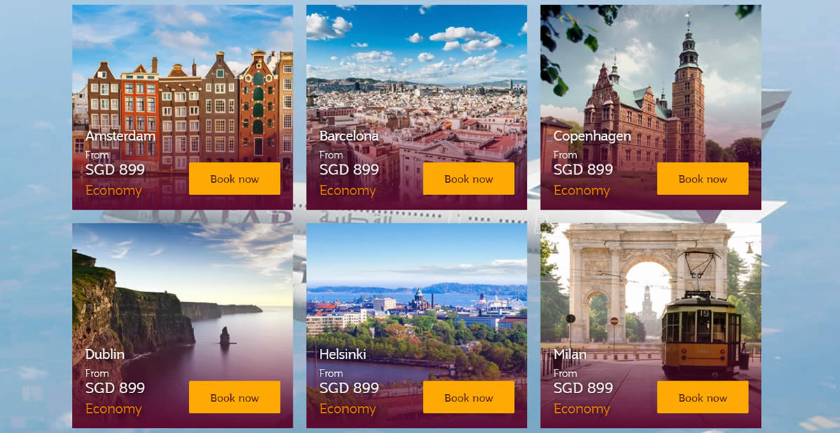 Featured image for Qatar Airways is offering fares to Europe starting from $899 for travel from 1 Sep 2019 - 20 May 2020. Book by 6 August 2019