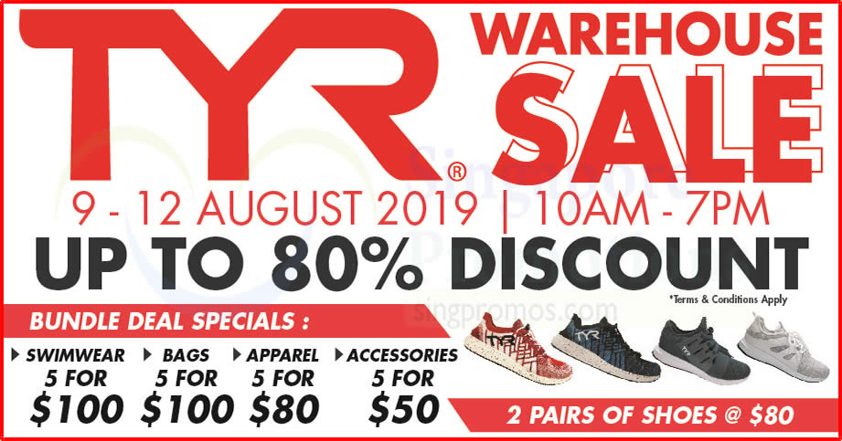 Featured image for TYR up to 80% off apparel, activewar, shoes, sunglasses, swimwear & much more warehouse sale from 9 - 12 August 2019