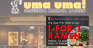 Featured image for Uma Uma Ramen: 1-FOR-1 ramen all-day at Forum The Shopping Mall outlet on 16 August 2019