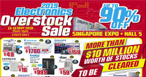 Featured image for (EXPIRED) Electronics Overstock Sale at Singapore Expo from 13 – 15 September 2019