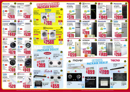 Fridges, Washers, Panasonic, Hitachi, LG, Mayer