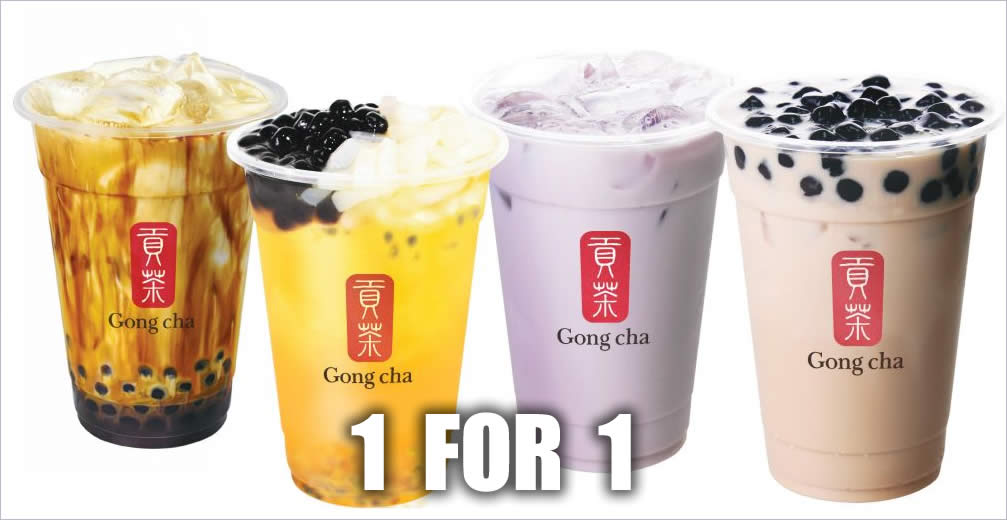 Enjoy 1 for 1 Gong Cha medium size drinks only at Funan Mall on