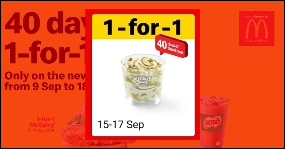 Featured image for McDonald's: Enjoy 1-for-1 Matcha Dip McFlurry from 15 - 22 Sep 2019