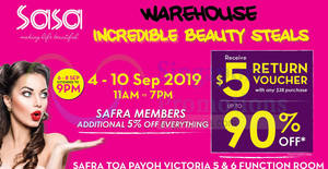 Featured image for (EXPIRED) Sasa Warehouse Sale from 4 to 10 September 2019