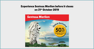 Featured image for (EXPIRED) 50% off Sentosa Merlion Admission Tickets & Free Admission for Seniors till 20th October 2019