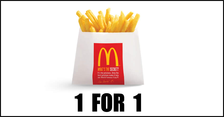 Featured image for McDonald's will be offering 1-for-1 Large fries from 3 - 5 Oct 2019