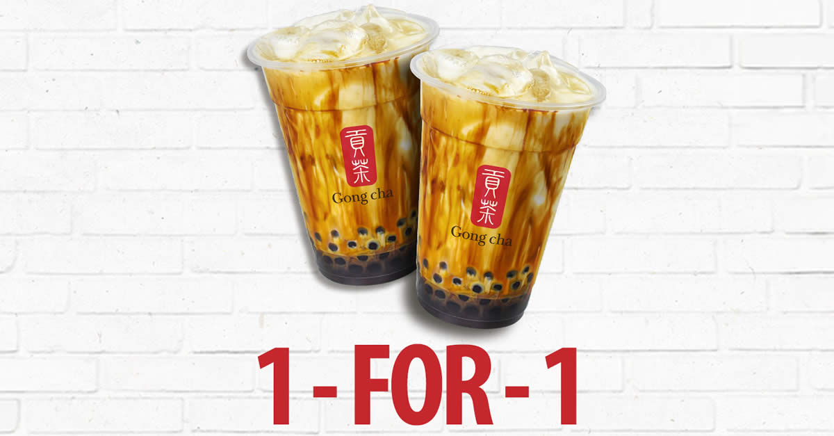Featured image for Gong Cha Plaza Singapura is offering 1-for-1 brown sugar fresh milk with pearls (L size only) till Apr. 22, 2022