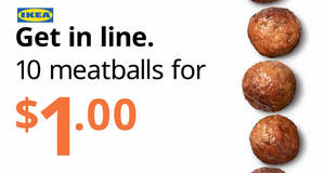 Featured image for $1 for 10 meatballs at IKEA Restaurants on 10 October 2019