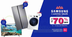 Featured image for (EXPIRED) Samsung Carnival Sale at Singapore Expo from 11 to 13 October 2019