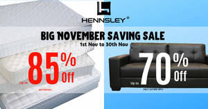Featured image for (EXPIRED) Hennsley: Up to 85% Off for mattresses and 70% Off for premium sofa sets from 1 – 30 Nov 2019