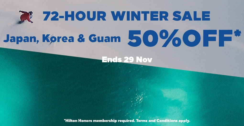 Featured image for Hilton Hotel: Save 50% on your hotel stay in Japan, South Korea and Guam when you book by 29 Nov 2019