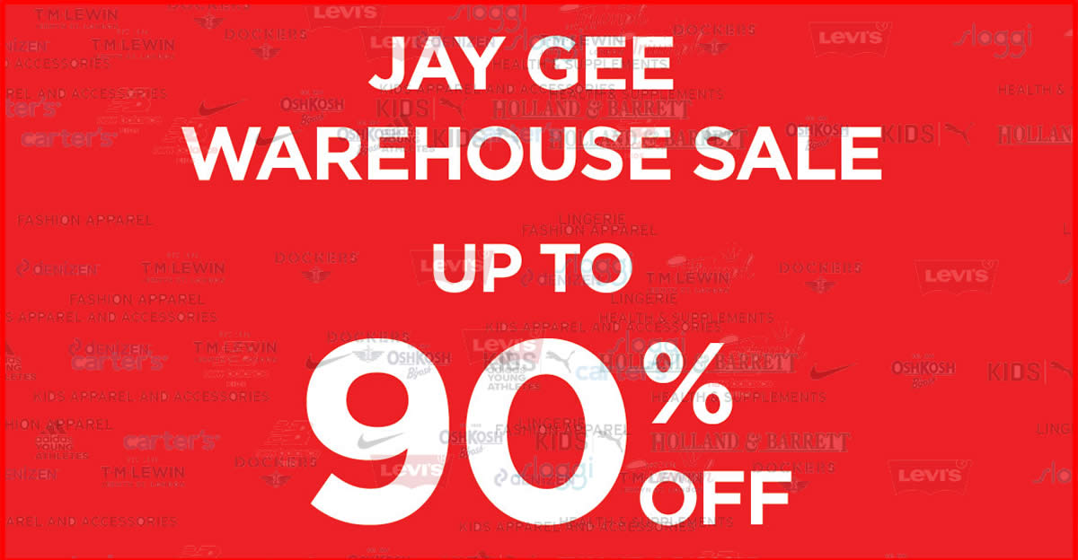 Featured image for Jay Gee warehouse sale - up to 90% off with prices as low as $1 from 22 Nov - 1 Dec 2019