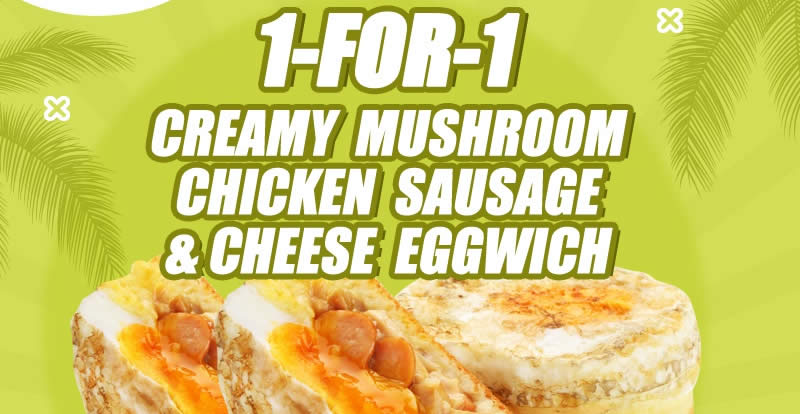 Featured image for Mr Bean: 1 for 1 Creamy Mushroom Chicken Sausage Cheese Eggwich at $3.50 (U.P. $7) from 9 Nov 2019