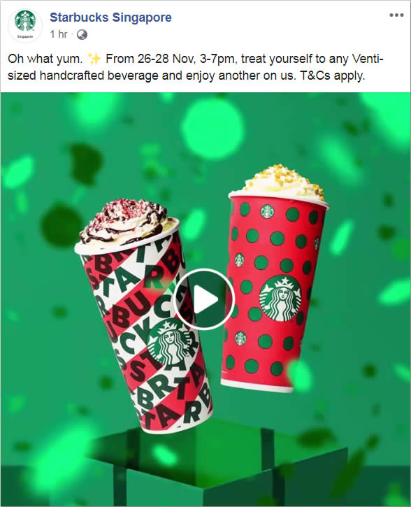 Starbucks Enjoy 1 For 1 On Any Venti Sized Handcrafted Beverages From