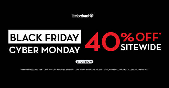 Timberland 40% off sitewide online Black Friday x Cyber Monday weekend sale till 2 December 2019 - 1
