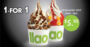 Featured image for llaollao: 1-for-1 Medium Tubs (Usual Price: $11.80) on 29 November 2019