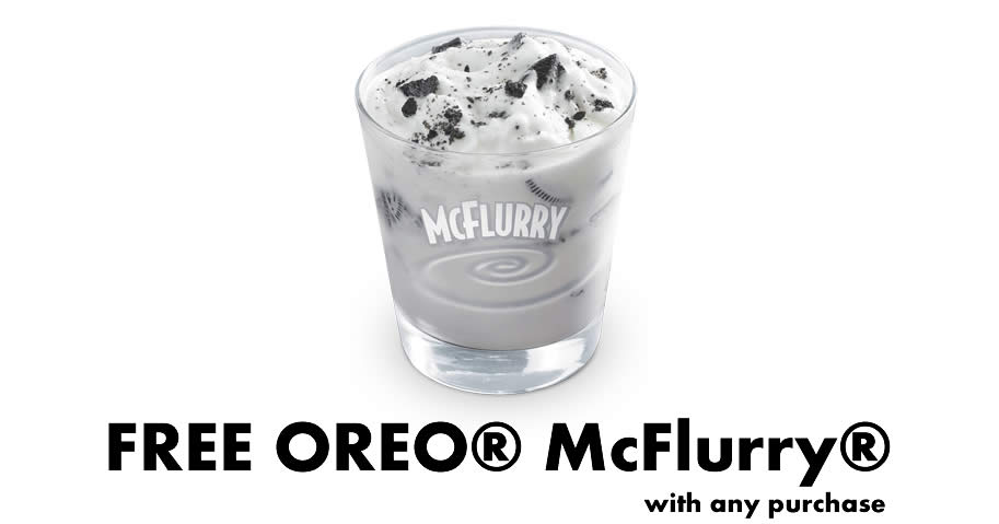 Featured image for McDonald's: Free OREO® McFlurry® with any purchase via the app from 14 - 16 December 2019