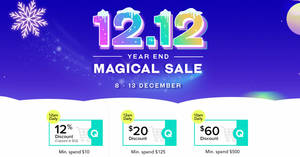 Featured image for (EXPIRED) Qoo10: 12.12 Year End Magical Sale Sale – grab $10, $20 & $100 cart coupons till 13 December 2019